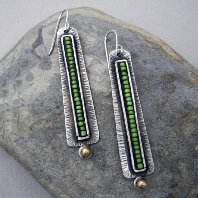 Wholesale Beaded Pendant Vintage Metal Earrings